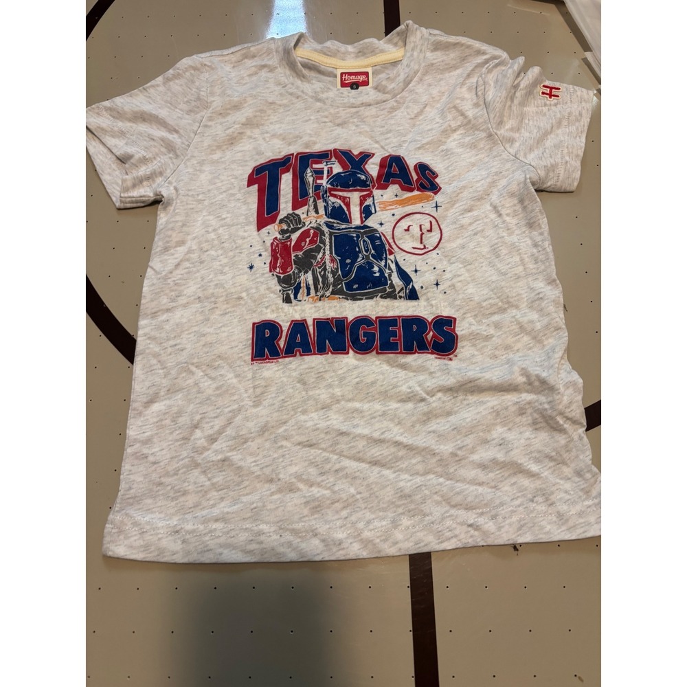 Homage Texas Rangers Star Wars Boba Fett Kids T-Shirt Gray Size 5 MLB Tee